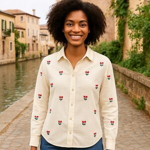 Saison Du Vent Cherry Long Sleeve Top - Size L